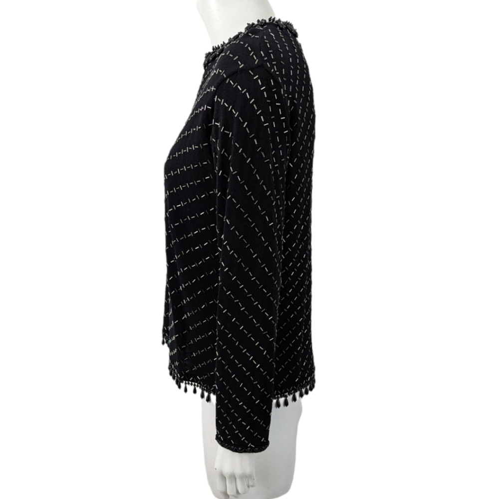 Vintage 90s Beaded Blouse Top Valerie Stevens Evening Black Women's Small - Picture 5 of 11